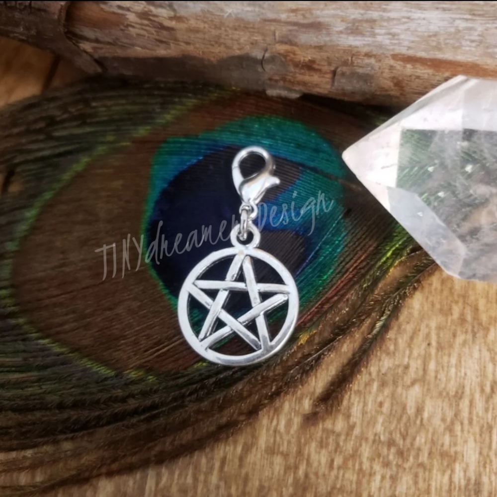 Silver Pentagram Charm for Witchy Wiccan Charm Bracelet Halloween Witch Charm